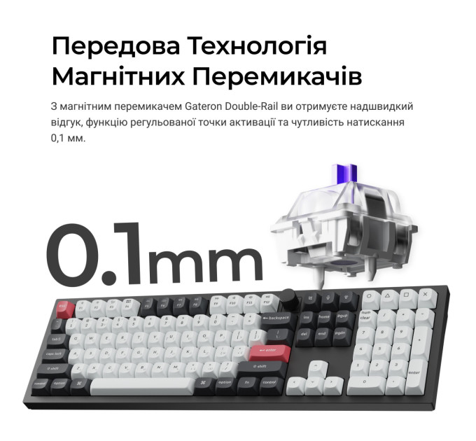 Keychron Клавіатура бездротова Keychron Q6 HE Magnetic Switch Black RGB (Q6H-M1-UA)
