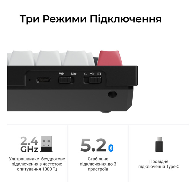 Keychron Клавіатура бездротова Keychron Q6 HE Magnetic Switch Black RGB (Q6H-M1-UA)