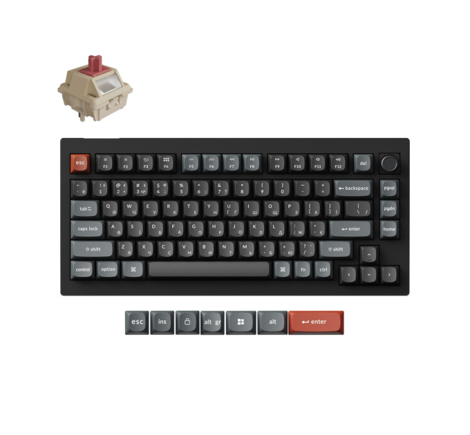 Keychron Клавіатура бездротова Keychron V1 Ultra Keychron Red Switch Black RGB (V1U-D1-UA)