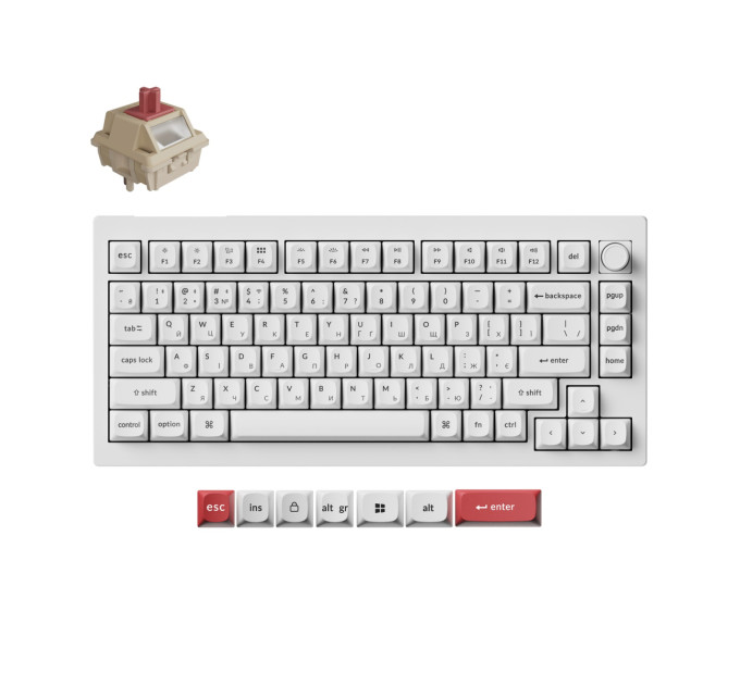 Keychron Клавіатура бездротова Keychron V1 Ultra Keychron Red Switch White RGB (V1U-F1-UA)
