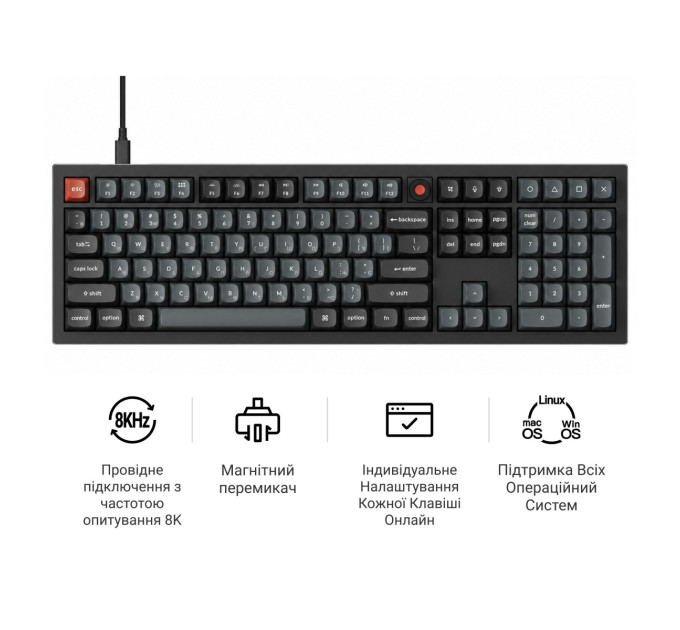 Keychron Клавіатура Keychron V6 8K Keychron Super Red Switch Black RGB (V6W-D1-UA)
