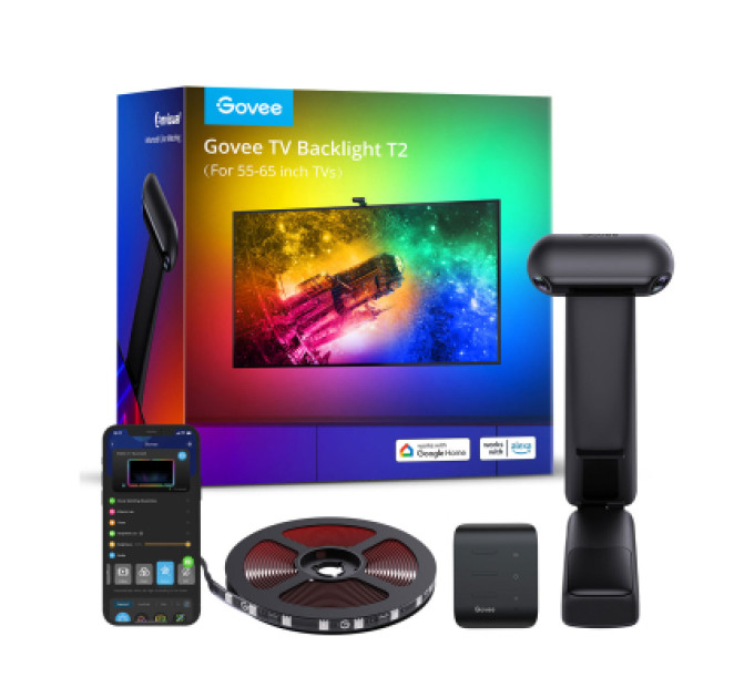 Govee Світлодіодна стрічка Govee Набір H605C Envisual TV Backlight T2 with Dual Cameras 55-65'', RGBIC, WI-FI/Bluetooth, чорний (H605C311)
