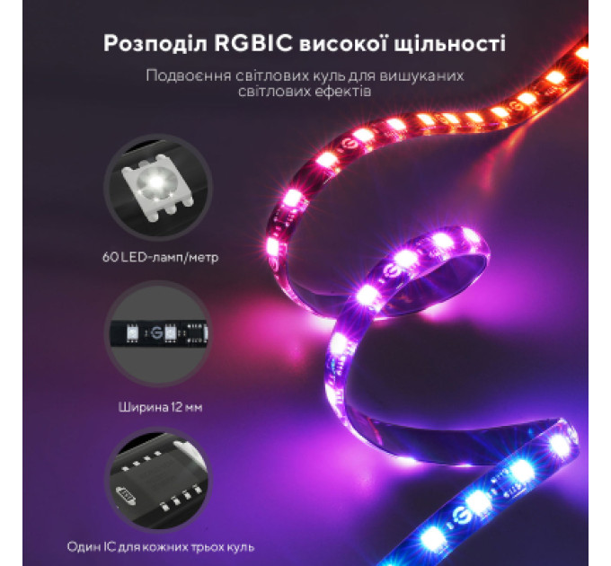Govee Світлодіодна стрічка Govee Набір H605C Envisual TV Backlight T2 with Dual Cameras 75-85'', RGBIC, WI-FI/Bluetooth, чорний (H605C312)