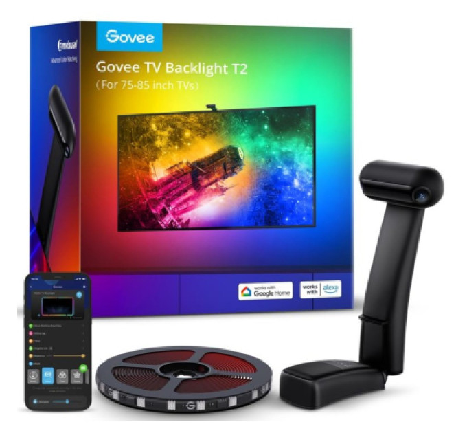 Govee Світлодіодна стрічка Govee Набір H605C Envisual TV Backlight T2 with Dual Cameras 75-85'', RGBIC, WI-FI/Bluetooth, чорний (H605C312)