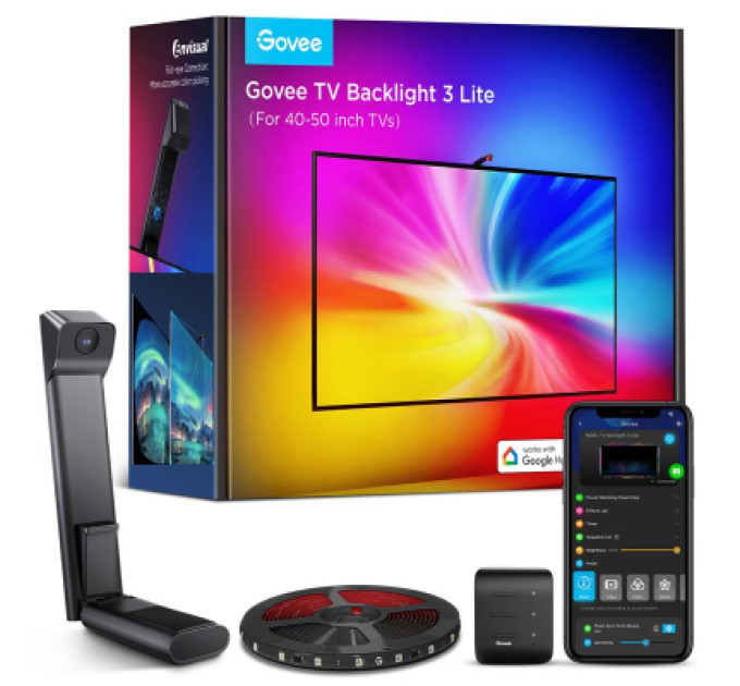 Govee Світлодіодна стрічка Govee Набір H6097 TV Backlight 3 Lite 40-50'', RGBICW, WI-FI/Bluetooth, чорний (H60973D1)