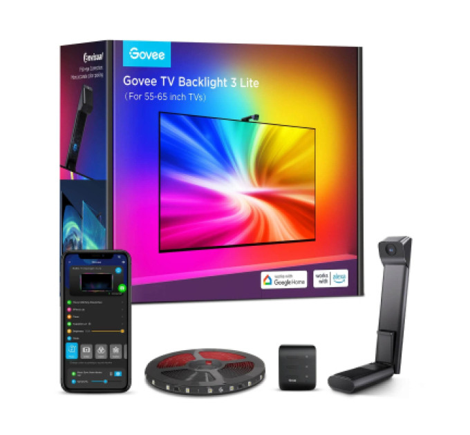 Govee Світлодіодна стрічка Govee Набір H6099 TV Backlight 3 Lite 55-65'', RGBIC, WI-FI/Bluetooth, чорний (H60993D1)