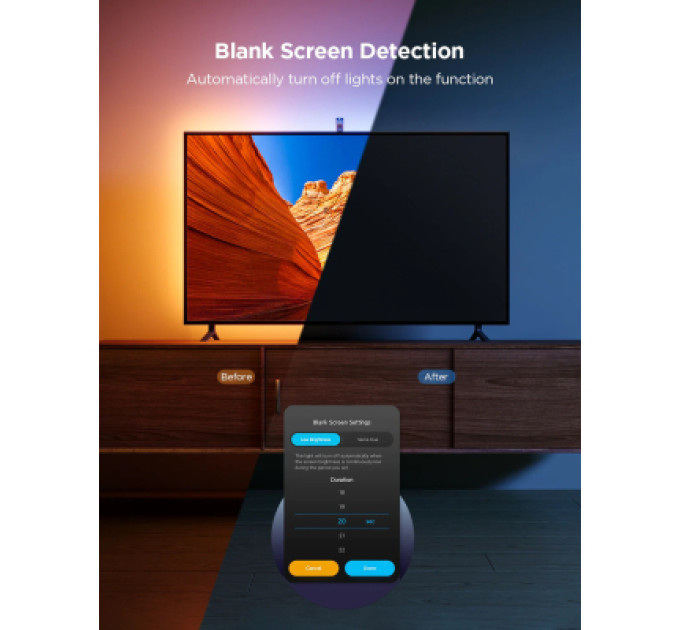 Govee Світлодіодна стрічка Govee Набір H6099 TV Backlight 3 Lite 55-65'', RGBIC, WI-FI/Bluetooth, чорний (H60993D1)