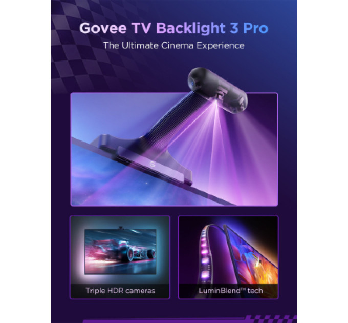 Govee Світлодіодна стрічка Govee Набір R2A80 Three-camera TV Backlight 55-65'', RGBIC, WI-FI/Bluetooth, чорний (R2A80C11)