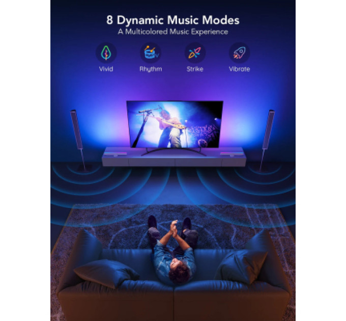 Govee Світлодіодна стрічка Govee Набір H6046 Flow Plus Light Bars, RGBIC, WI-FI/Bluetooth, чорний (H6046311)