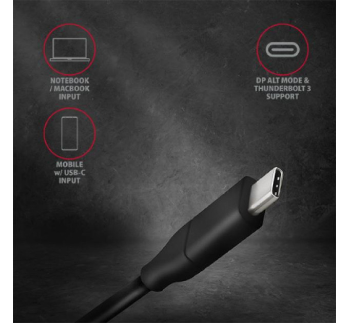 AXAGON Кабель мультимедійний USB-C to DisplayPort M 1.8m 4K60Hz black AXAGON (RVC-DPC)