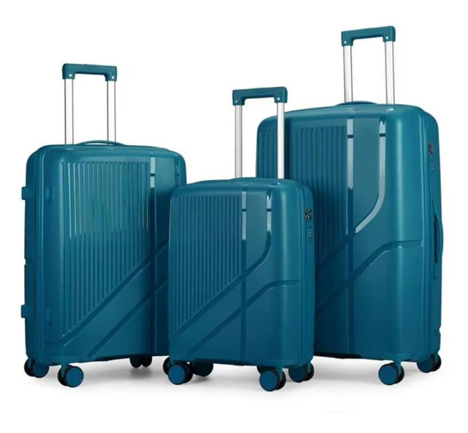 2E Bags&Cases Набір валіз 2E, M7969, поліпропілен, (L+M+S), 4 колеса, кодовий замок, синій