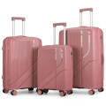 2E Bags&Cases Набір валіз 2E, M7969, поліпропілен, (L+M+S), 4 колеса, кодовий замок, рожево-золотий
