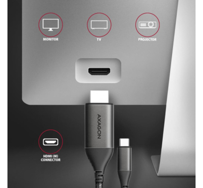 AXAGON Кабель мультимедійний USB-C to HDMI M 1.8m black AXAGON (RVC-HI2MC)