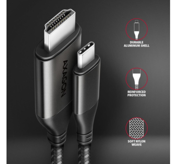 AXAGON Кабель мультимедійний USB-C to HDMI M 1.8m black AXAGON (RVC-HI2MC)