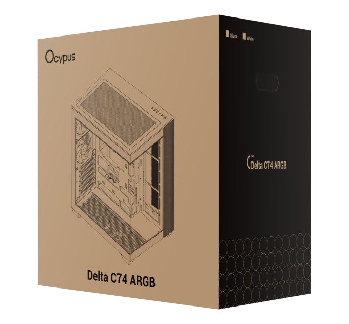 OCYPUS Корпус для комп'ютера ATX W/O PSU DELTA C74 ARGB білий (DELTA-C74-WHD200XX-GL) OCYPUS