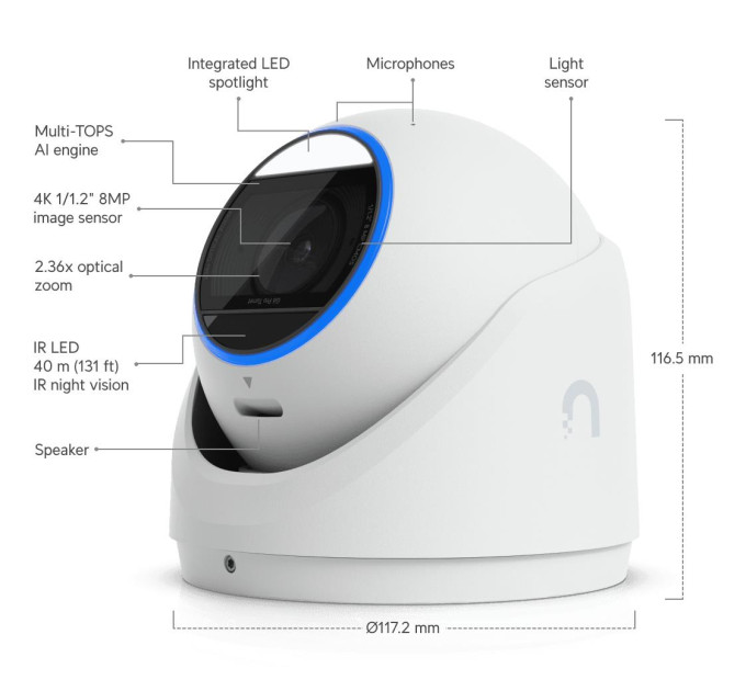 Ubiquiti Мережева відеокамера UVC-G6-PRO-TURRET-W UBIQUITI
