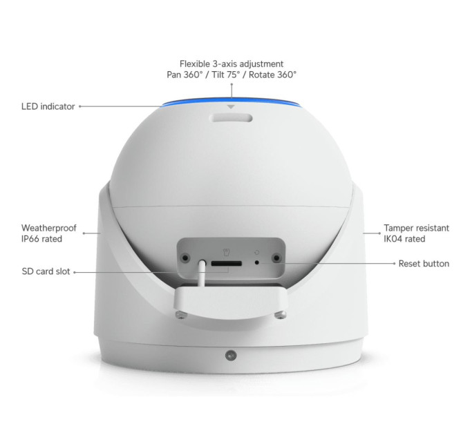 Ubiquiti Мережева відеокамера UVC-G6-PRO-TURRET-W UBIQUITI