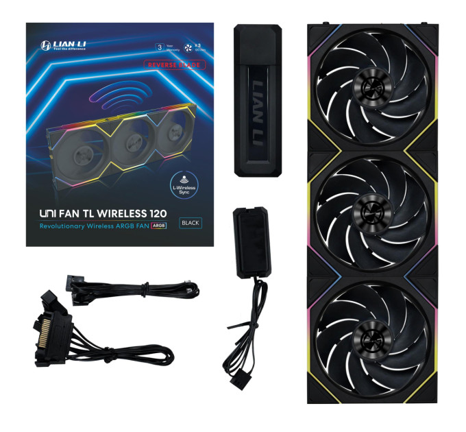Вентилятор Lian Li Uni Fan TL Wireless Reverse 120-3 Black (G99.12RTL1W3B.00)