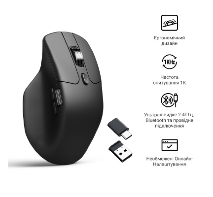 Keychron Мишка Keychron M6S Wireless/Bluetooth/USB Black (M6S-A72)