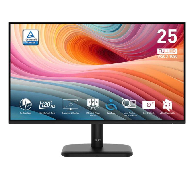 MSI monitors Монітор MSI 24.5" PRO MP251L-E2 D-Sub, HDMI, IPS, 120Hz, 1ms, sRGB 99%, AdaptiveSync
