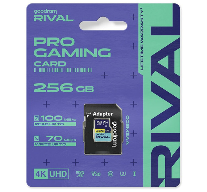 Goodram Карта пам`яті MicroSDXC 64GB UHS-I/U3 Class 10 Goodram + SD-adapter R100/W70MB/s + SD-adapter (GGSM3AA-0640R12)