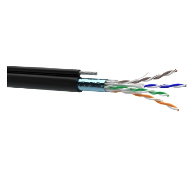 Кабель мережевий OK-Net FTP 305м cat.6 зовнішній, трос 7*0,5 (F/UTP-cat.6) (КППЭт-ВП (250) 4*2*0,54)