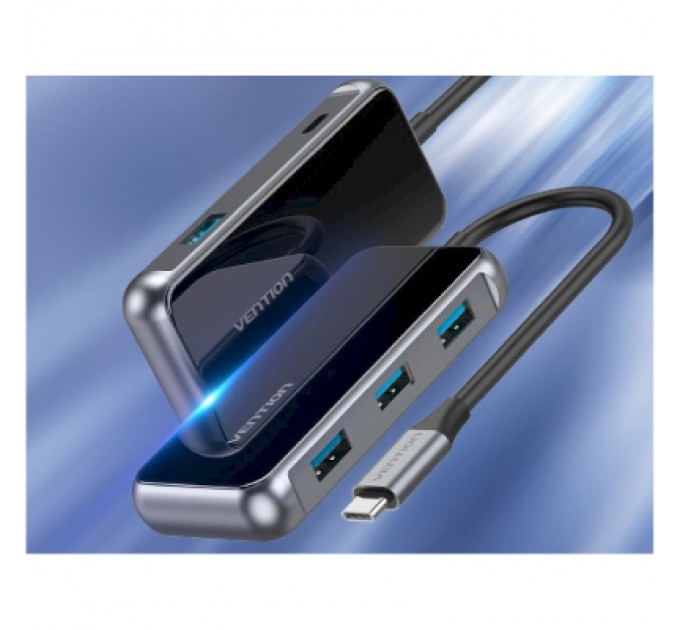 Vention Концентратор Vention USB 3.1 Type-C to 4хUSB 3.0/PD 87W 5-in-1 Gray Mirrored Surface (TFDHB)