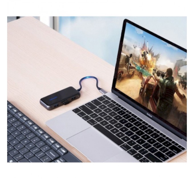 Vention Концентратор Vention USB 3.1 Type-C to 4хUSB 3.0/PD 87W 5-in-1 Gray Mirrored Surface (TFDHB)