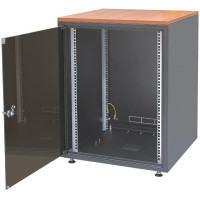 Шафа ZPAS 19", 12U, SJB, передні скляні двері, без стільниці, 600x600 мм, максимально 30кг, чорна