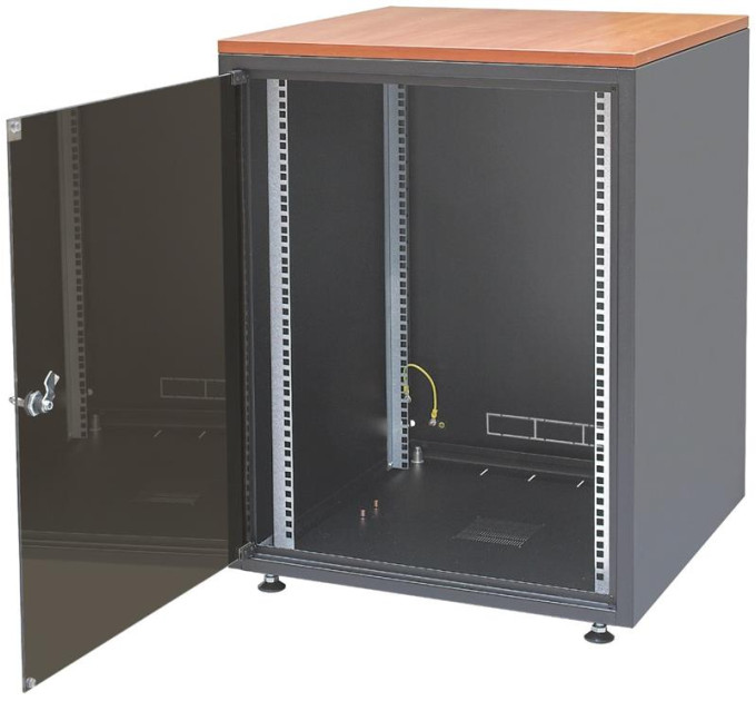 Zpas Шафа ZPAS 19", 12U, SJB, передні скляні двері, без стільниці, 600x600 мм, максимально 30кг, чорна