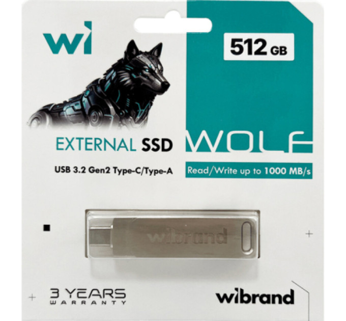 Wibrand Накопичувач SSD USB 3.2 512GB Wolf Wibrand (WIEXSSD/WO512GB)