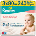 Pampers Дитячі вологі серветки Pampers Sensitive 3 x 80 шт (240 шт) (8006530134521)