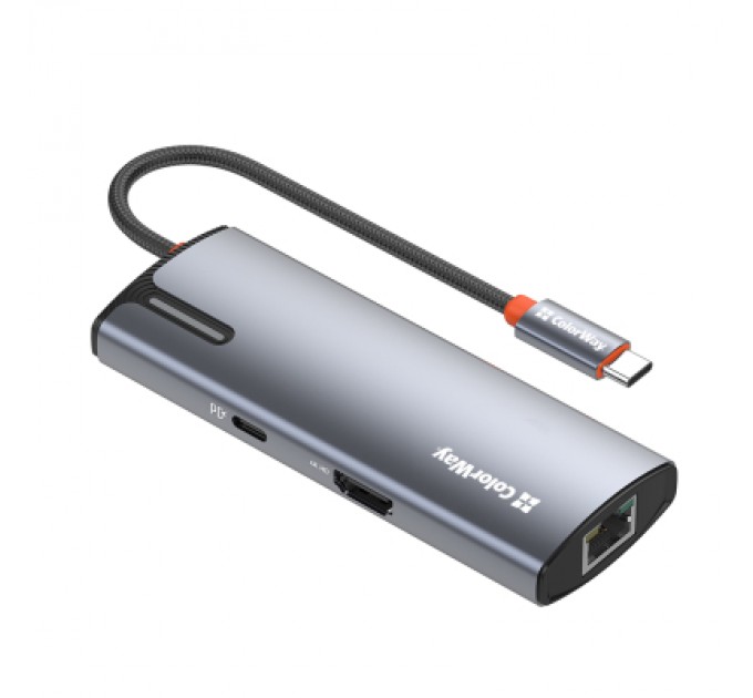 ColorWay Порт-реплікатор ColorWay Docking Station USB-C 6-в-1 Type C PD 100W/USB3.0х3/HDMI 4К/RJ45 (CW-HUB02)