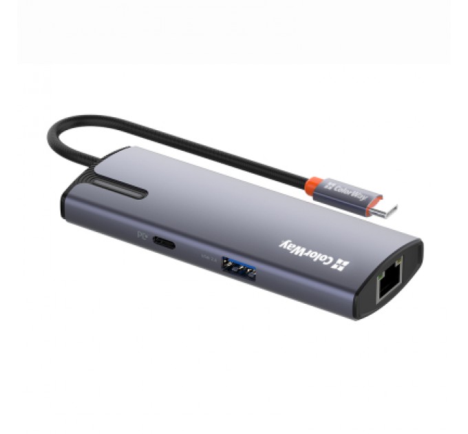 ColorWay Порт-реплікатор ColorWay Docking Station USB-C 6-в-1 Type C PD 100W/USB3.0х3/USB2.0/RJ45 (CW-HUB03)
