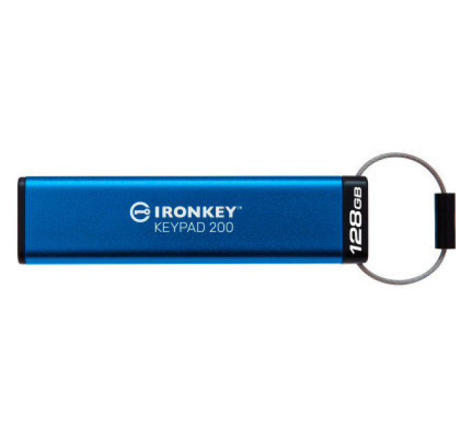 Kingston USB флеш накопичувач Kingston 128GB IronKey Keypad 200 AES-256 Encrypted Blue USB 3.2 (IKKP200/128GB)
