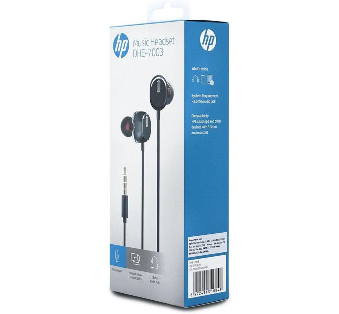 HP Навушники HP DHE-7003 Volume Control Black (DHE-7003)