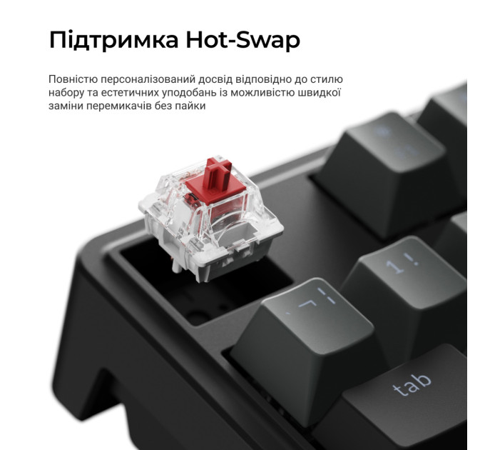 Keychron Клавіатура бездротова Keychron C3 Max Super Red Switch Black RGB (C3M-H1-UA)