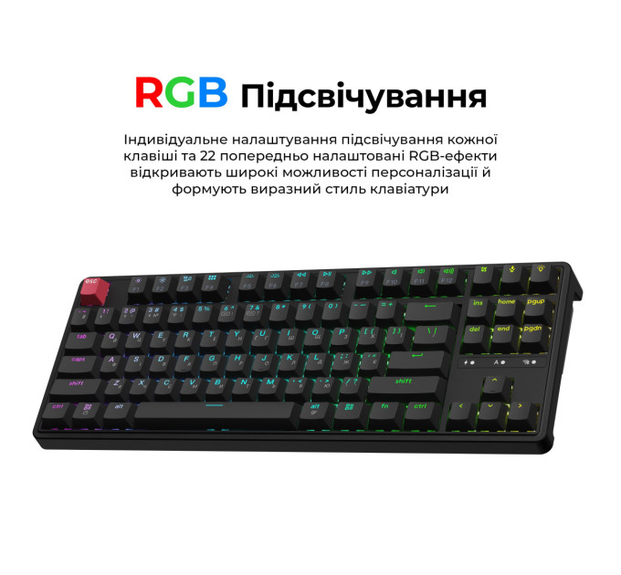 Keychron Клавіатура бездротова Keychron C3 Max Super Red Switch Black RGB (C3M-H1-UA)