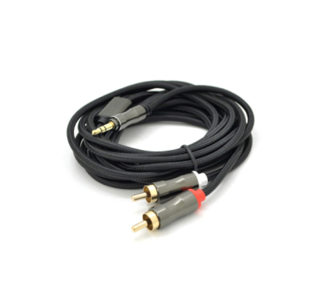 VEGGIEG Кабель мультимедійний 3.5mm M to 2xRCA M 5.0m black VEGGIEG (YT-AR2-5)