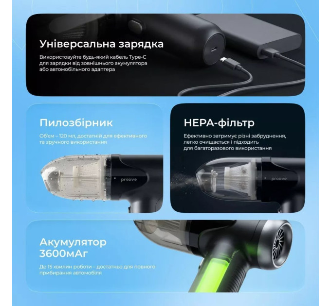 Proove Акумуляторний пилосос Proove Void Assistant V1 Black (PAVS15001201)
