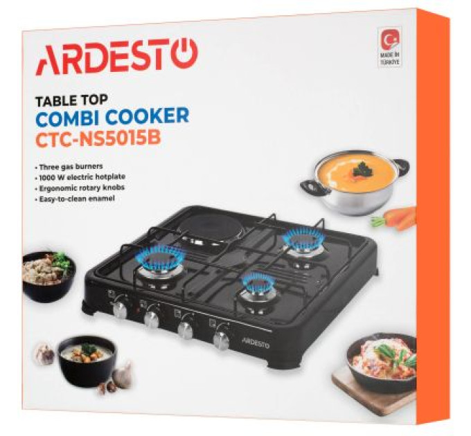 Ardesto Плита Ardesto CTC-NS5015B, тип газу LPG, 3 алюмін. газ. пальника, 1 електрич. ко (CTC-NS5015B)