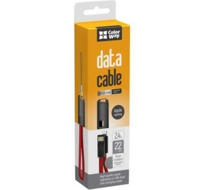 ColorWay Дата кабель USB 2.0 AM to Lightning 0.22m red ColorWay (CW-CBUL021-RD)