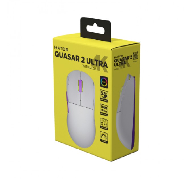 Hator Мишка Hator Quasar 2 Ultra 4K Wireless/Bluetooth/USB White/Lilac (HTM571WL)