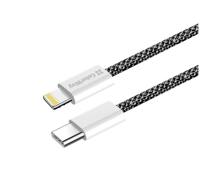 ColorWay Кабель ColorWay USB Type-C - Lightning (M/M), (braided cotton) (PD Fast Charging 27W), 2 м, Black (CW-CBPDCL068-BK)