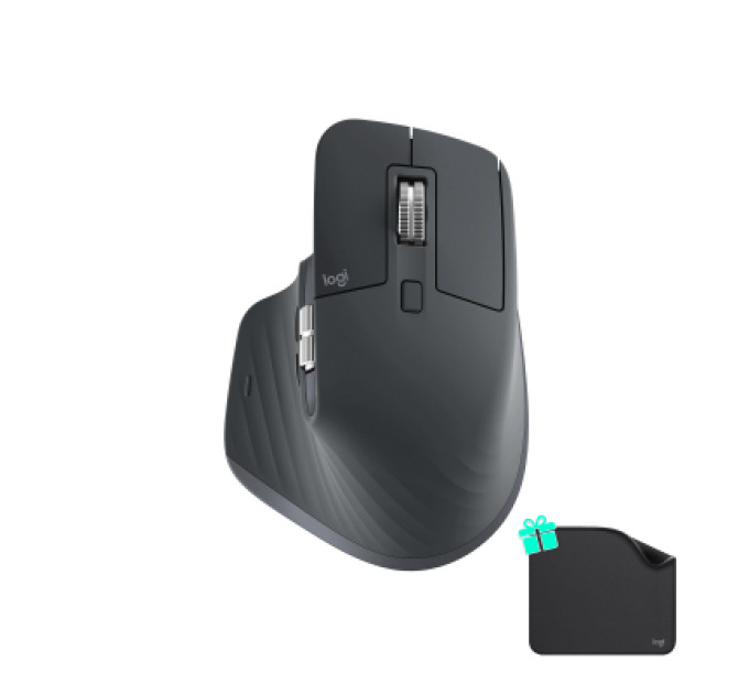 Logitech Мишка Logitech MX Master 3S for Business Performance Wireless/Bluetooth + Mouse Pad Studio Series Graphite (MX910-006582)