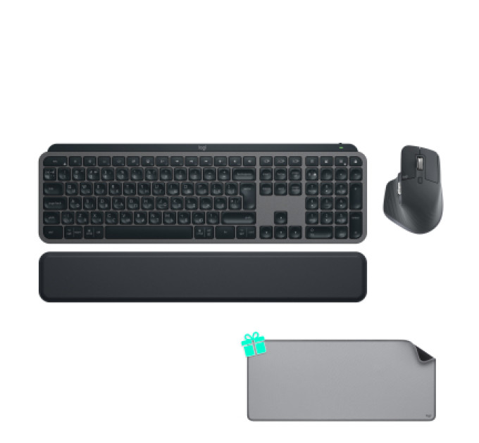 Logitech Комплект Logitech MX Keys for Business UA Graphite + Desk Mat Studio Series Mid Grey (MX920-010933)