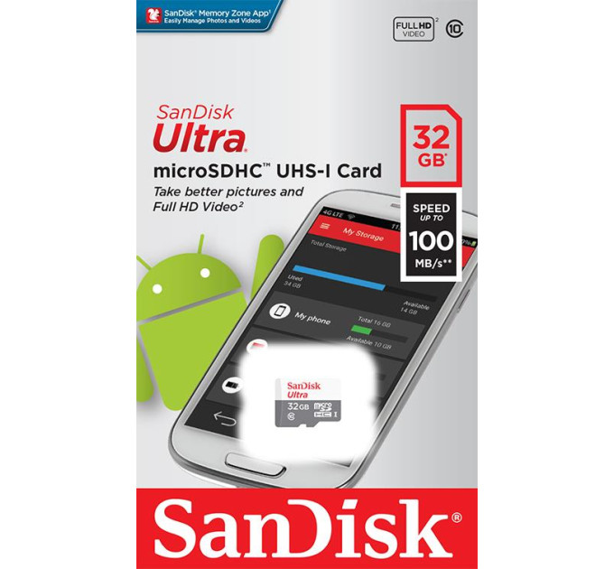 SanDisk Карта пам'яті SanDisk 32GB microSD class 10 Ultra Light (SDSQUNR-032G-GN3MN)