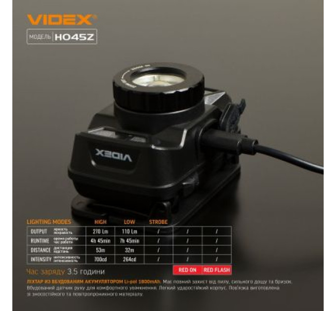 Videx Ліхтар Videx 270Lm 5000K (VLF-H045Z)