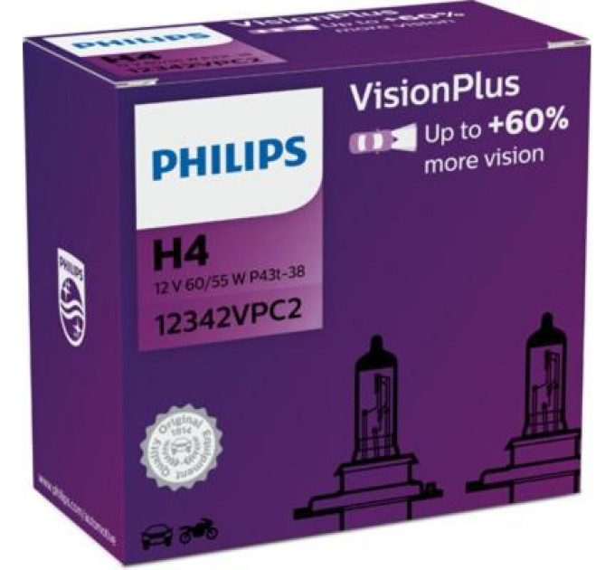 Philips Автолампа Philips галогенова 60/55W (12342 VP C2)