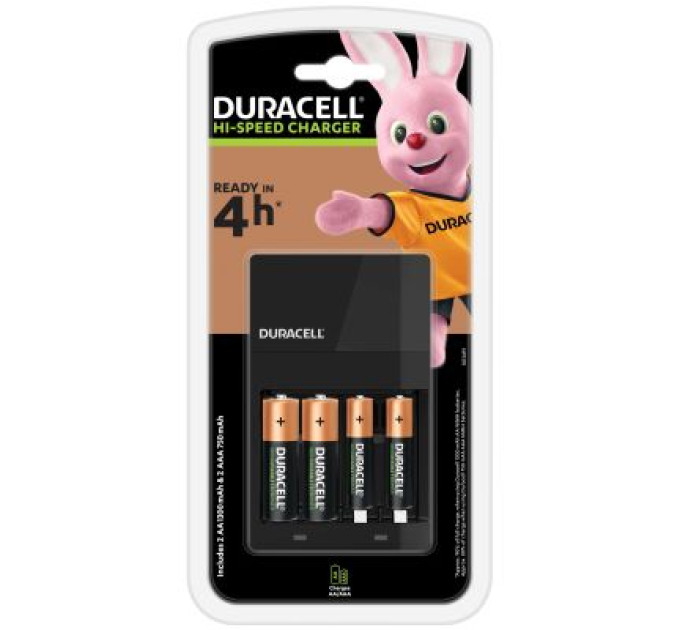 Duracell Зарядний пристрій для акумуляторів Duracell CEF14, 4 години, 1 шт. (Includes 2 AA1300mAh & 2 AAA750mAh) (5007497 / 5004990)